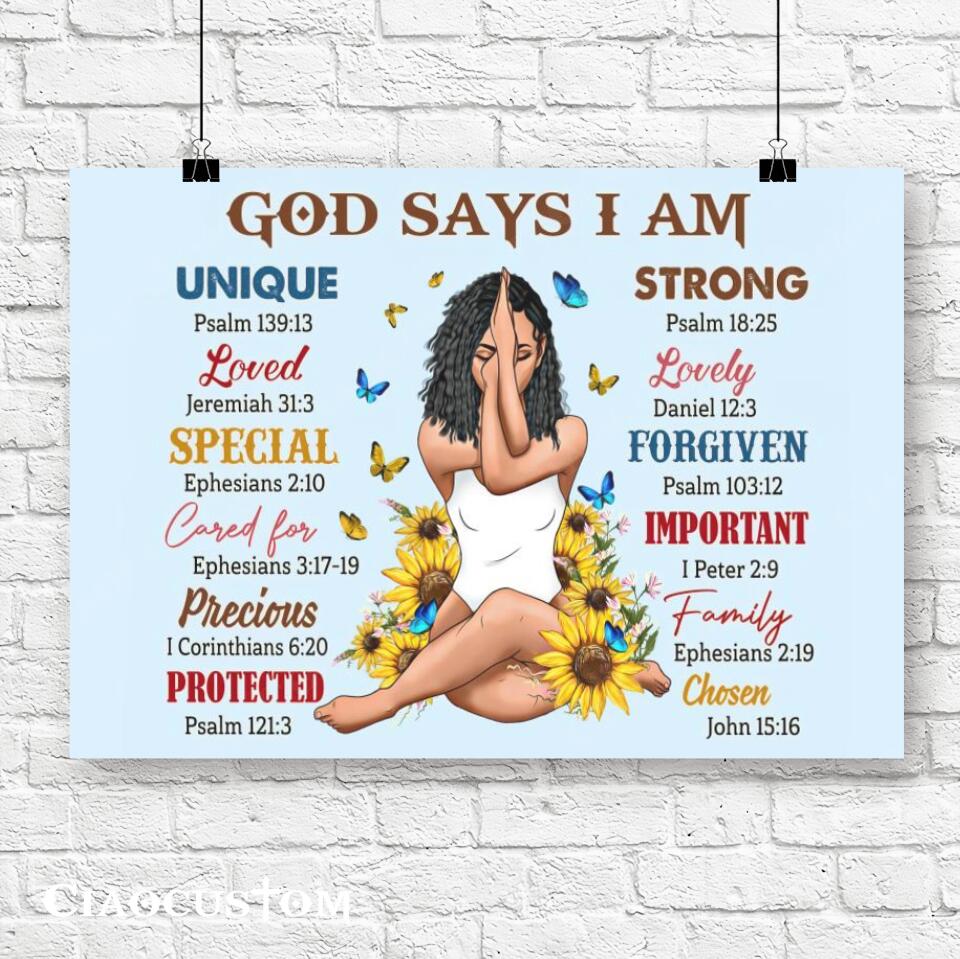 God Says I Am - Sunflowers - Jesus Canvas Wall Art - Bible Verse Canvas - Christian Canvas Wall Art - Ciaocustom