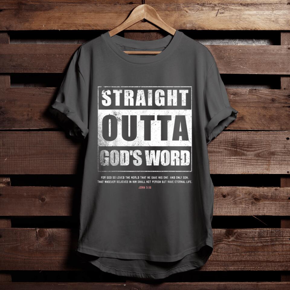 Straight Outta Gods Word John 3 16 Jesus Christian Lord T-Shirt - Cool Christian Shirts - Christian Gift - For Men & Women - Ciaocustom