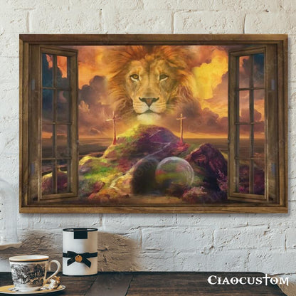 The Lion And Cross - Jesus Painting - Jesus Poster - Jesus Canvas - Christian Canvas Wall Art - Christian Gift - Ciaocustom