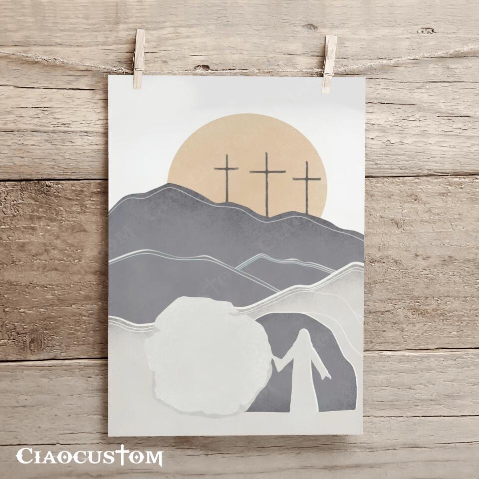 He is Risen - Easter Print - Easter Wall Art - Easter Cards - Easter Gift - Easter Decor - Christian Canvas Wall Art - Christian Gift - Ciaocustom