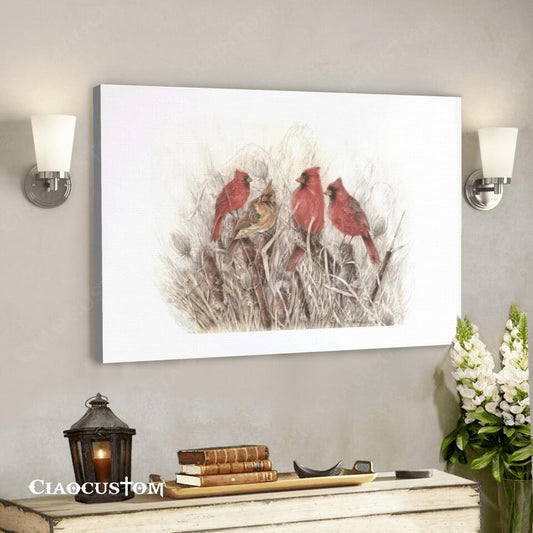 Cardinal Bird Painting - Jesus Poster - Jesus Canvas - Christian Canvas Wall Art - Christian Gift - Ciaocustom