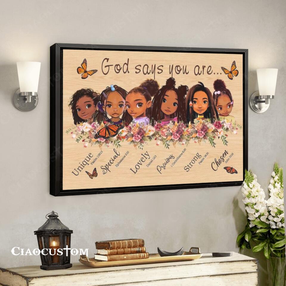 God Says You Are - Black Girl - Jesus Canvas Poster - Jesus Wall Art - Christ Pictures - Christian Canvas Prints - Gift For Christian - Ciaocustom