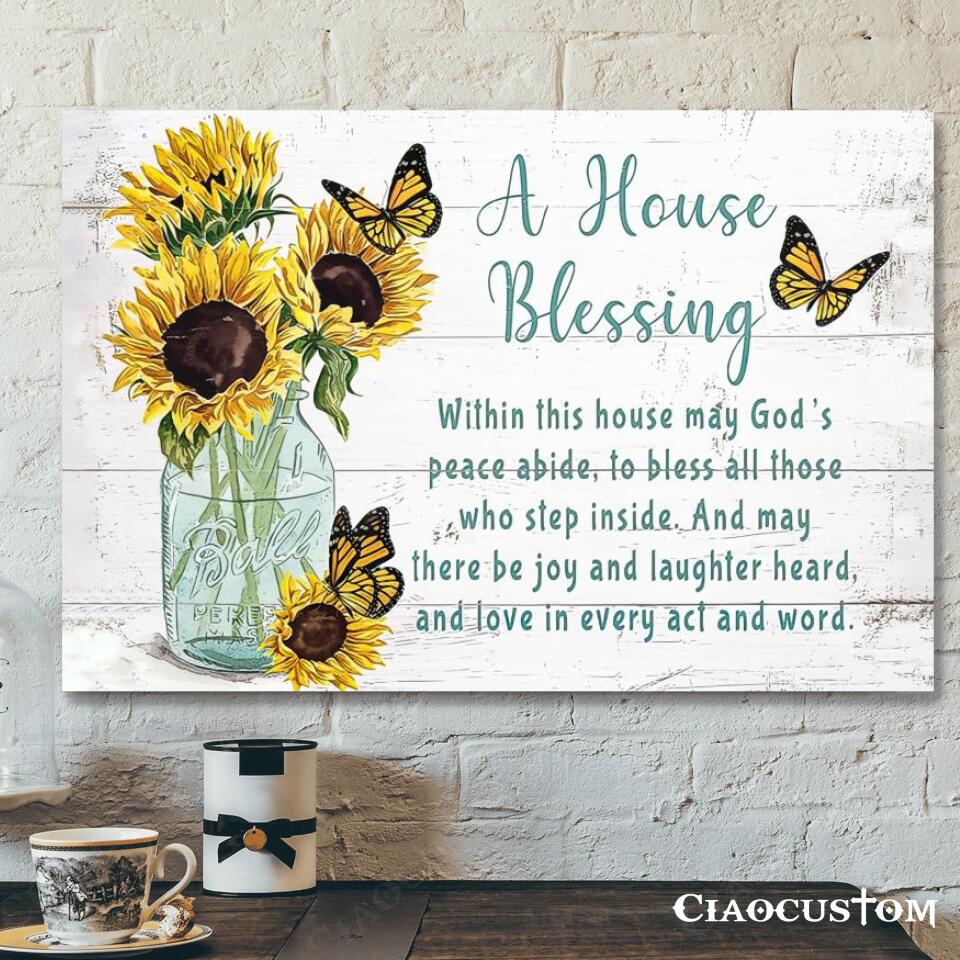 A House Blessing - Jesus Canvas Wall Art - Bible Verse Canvas - Christian Canvas Wall Art - Ciaocustom