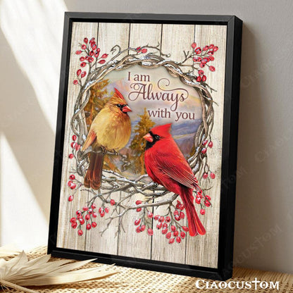 I Am Always With You (Two Cardinals) - Canvas Wall Art - Christian Canvas Prints - Faith Canvas - Bible Verse Canvas - Ciaocustom