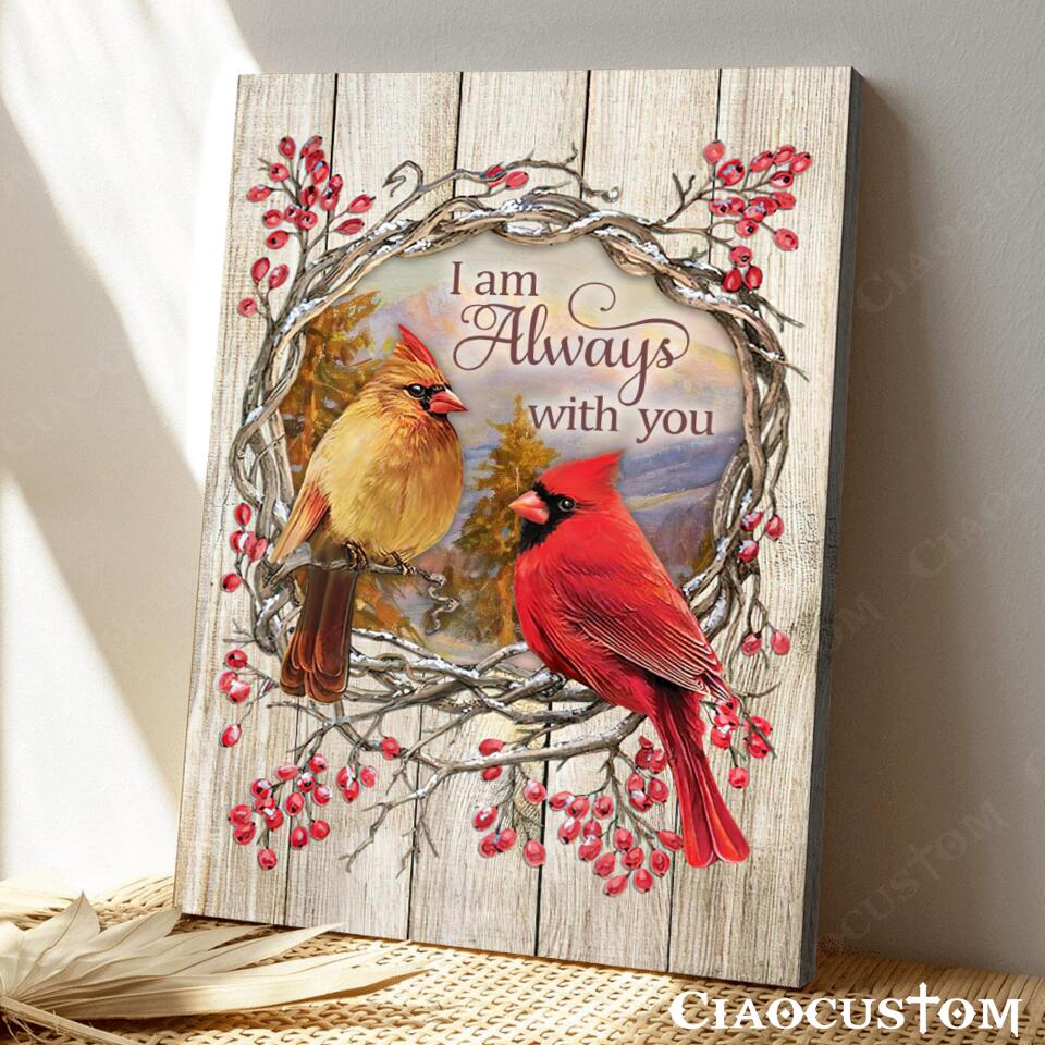 I Am Always With You (Two Cardinals) - Canvas Wall Art - Christian Canvas Prints - Faith Canvas - Bible Verse Canvas - Ciaocustom