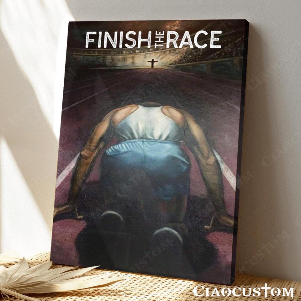 Finish The Race - Men - Jesus Canvas Wall Art - Bible Verse Canvas - Christian Canvas Wall Art - Ciaocustom