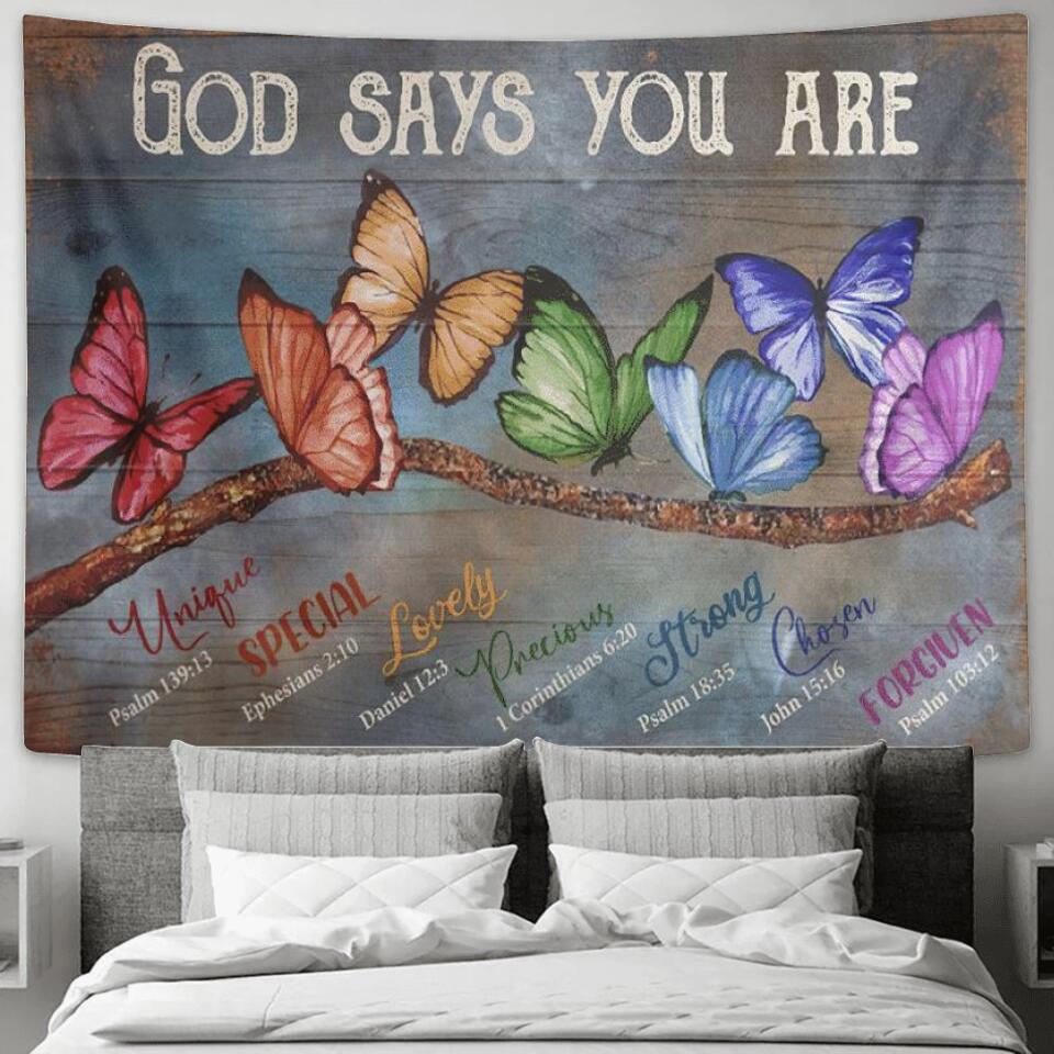 God Says You Are 1 - Jesus Christ Tapestry Wall Art - Tapestry Wall Hanging - Christian Wall Art - Tapestries - Ciaocustom