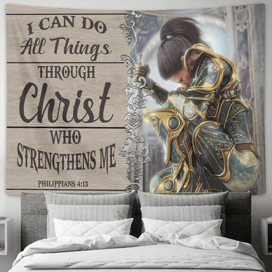 I Can Do All Things Through Christ - Jesus Christ Tapestry Wall Art - Tapestry Wall Hanging - Christian Wall Art - Tapestries - Ciaocustom