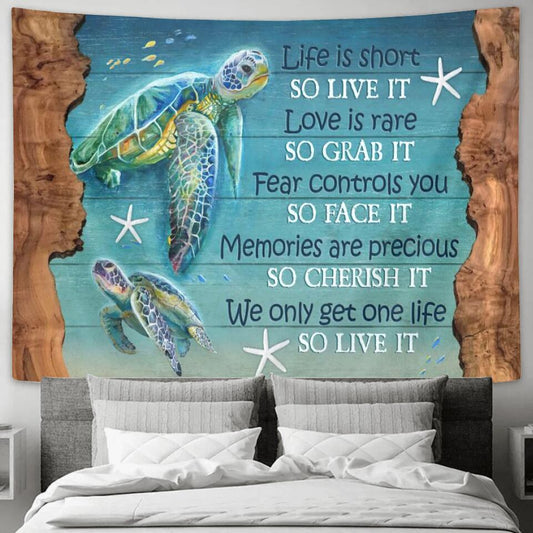 Life Is Short So Live It - Turtle - Jesus Christ Tapestry Wall Art - Tapestry Wall Hanging - Christian Wall Art - Tapestries - Ciaocustom