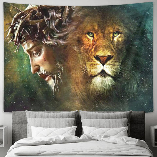 The Lion Of Judah - Jesus Christ Tapestry Wall Art - Tapestry Wall Hanging - Christian Wall Art - Tapestries - Ciaocustom