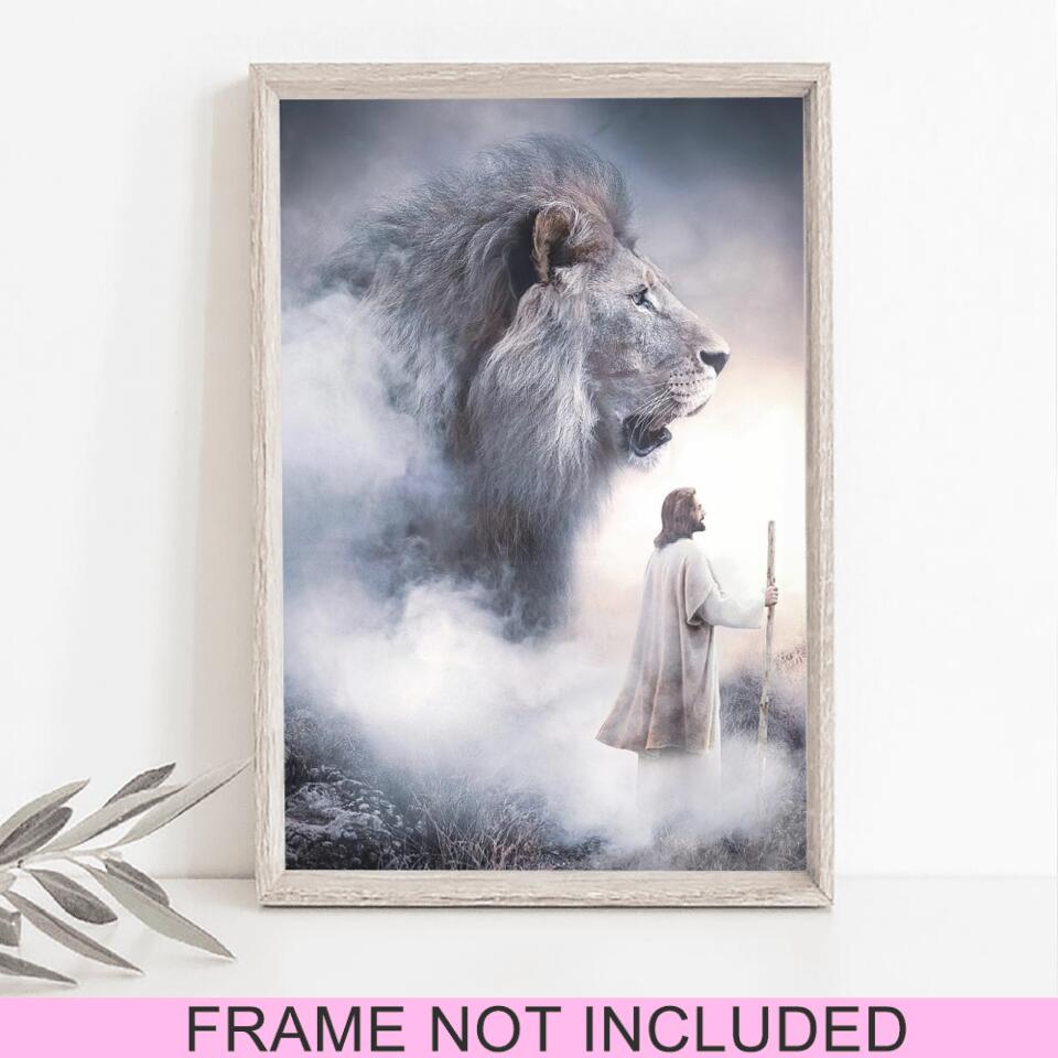 Jesus & Lion - Jesus Art Prints - Jesus Pictures - Jesus Wall Art - Christ Pictures - Christian Wall Art Prints - Best Prints For Home - Gift For Christian