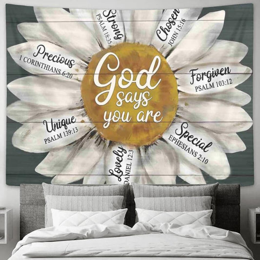 God Says You Are 1 - Jesus Christ Tapestry Wall Art - Tapestry Wall Hanging - Christian Wall Art - Tapestries - Ciaocustom