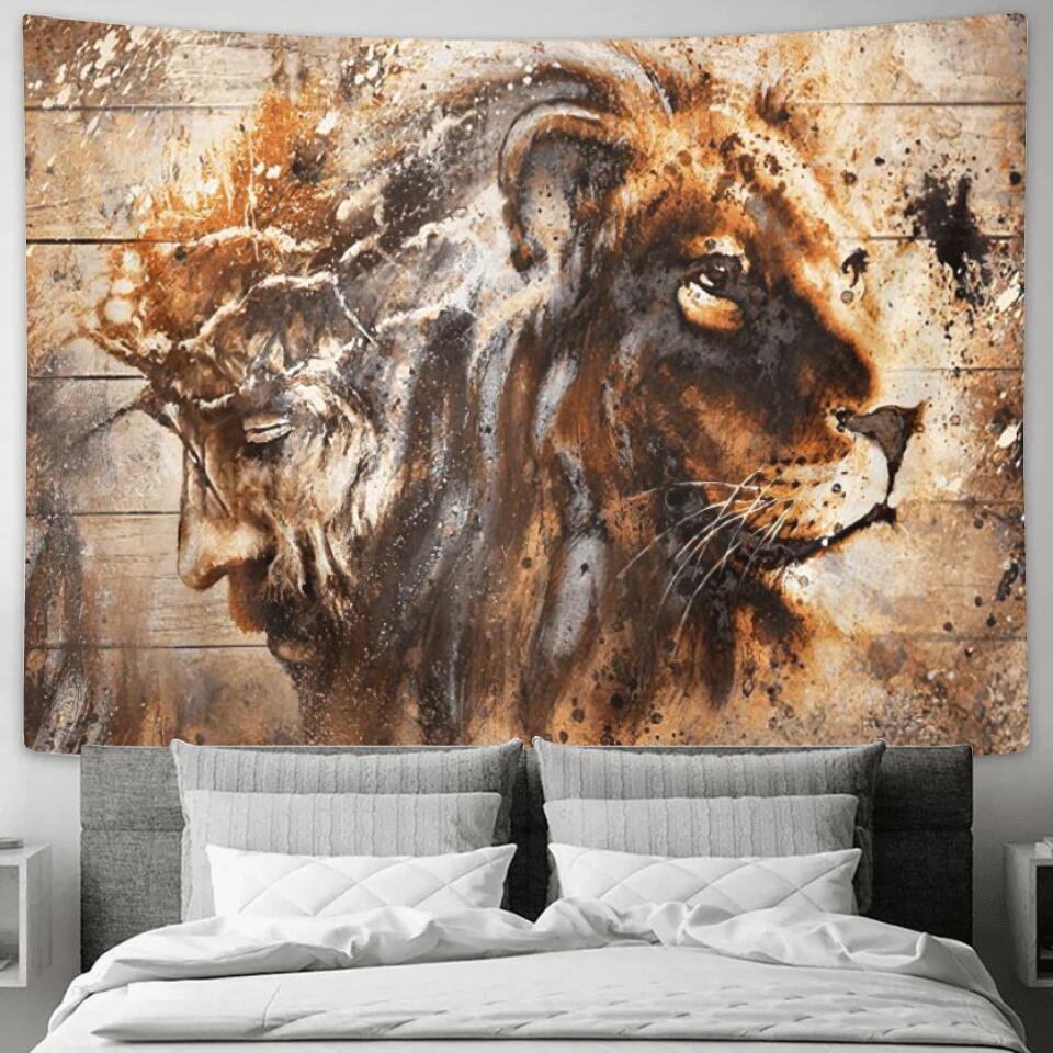 The Lion Of Judah 2 - Jesus Christ Tapestry Wall Art - Tapestry Wall Hanging - Christian Wall Art - Tapestries - Ciaocustom