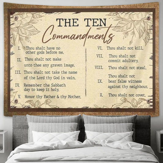 The Ten Commandmenls - Jesus Christ Tapestry Wall Art - Tapestry Wall Hanging - Christian Wall Art - Tapestries - Ciaocustom