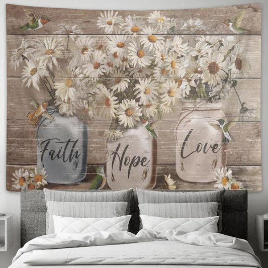 Faith Hope Love - Jesus Christ Tapestry Wall Art - Tapestry Wall Hanging - Christian Wall Art - Tapestries - Ciaocustom
