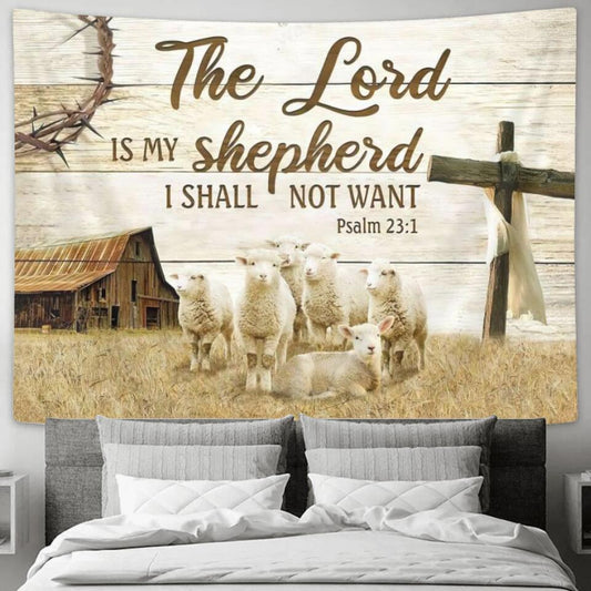 The Lord Is My Shepherd I Sall Not Want - Jesus Christ Tapestry Wall Art - Tapestry Wall Hanging - Christian Wall Art - Tapestries - Ciaocustom