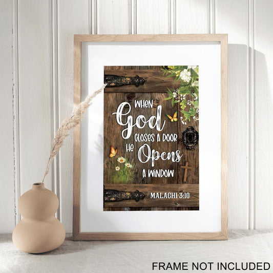 When God Closses A Door He Opens A Window Fine Art Print - Christian Wall Art Prints - Bible Verse Wall Art - Best Prints For Home - Ciaocustom