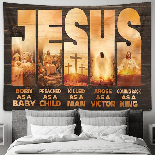 Jesus Born As A Baby - Jesus Christ Tapestry Wall Art - Tapestry Wall Hanging - Christian Wall Art - Ciaocustom