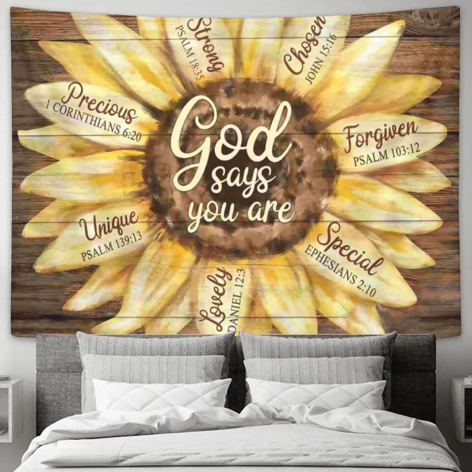 God Says You Are 5 - Jesus Christ Tapestry Wall Art - Tapestry Wall Hanging - Christian Wall Art - Ciaocustom