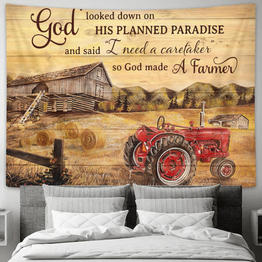 God Looked Down On His Planned Paradise - Jesus Christ Tapestry Wall Art - Tapestry Wall Hanging - Christian Wall Art - Ciaocustom