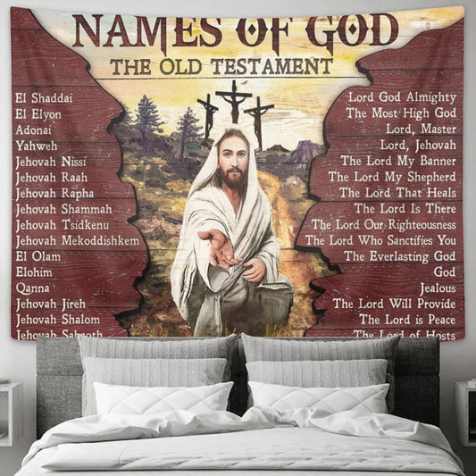 Name Of God - Jesus Christ Tapestry Wall Art - Tapestry Wall Hanging - Christian Wall Art - Ciaocustom