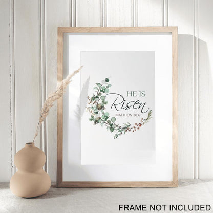 He Is Risen Matthew 28-6 Fine Art Print - Christian Wall Art Prints - Bible Verse Wall Art - Best Prints For Home - Gift For Christian - Ciaocustom