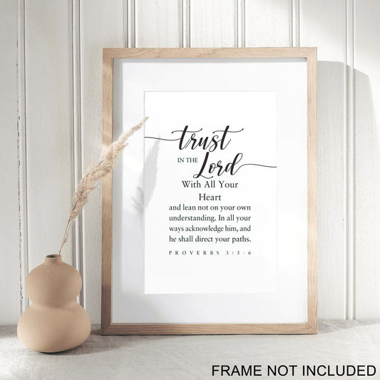 Trust In The Lord With All Your Heart  Fine Art Print - Christian Wall Art Prints - Bible Verse Wall Art - Best Prints For Home - Gift For Christian - Ciaocustom