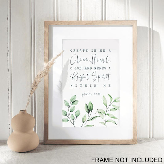 Create In Me A Clean Heart  Fine Art Print - Christian Wall Art Prints - Bible Verse Wall Art - Best Prints For Home - Gift For Christian - Ciaocustom
