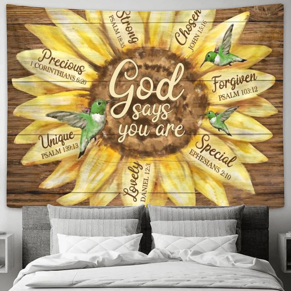 God Says You Are 5 - Jesus Christ Tapestry Wall Art - Tapestry Wall Hanging - Christian Wall Art - Ciaocustom