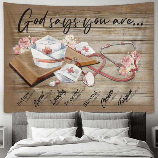 God Says You Are 6 - Jesus Christ Tapestry Wall Art - Tapestry Wall Hanging - Christian Wall Art - Ciaocustom