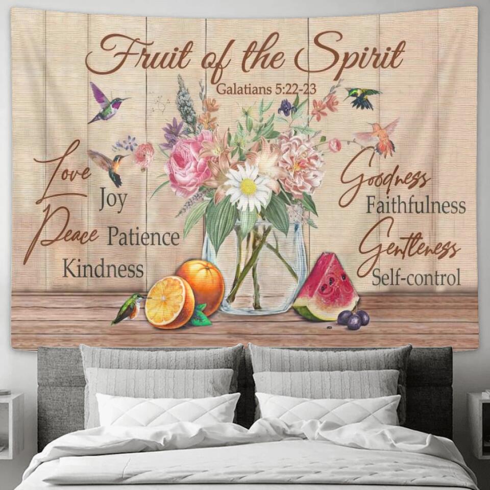 Fruit Of The Spirit - Galatians 5:22-23 - Jesus Christ Tapestry Wall Art - Tapestry Wall Hanging - Christian Wall Art - Ciaocustom