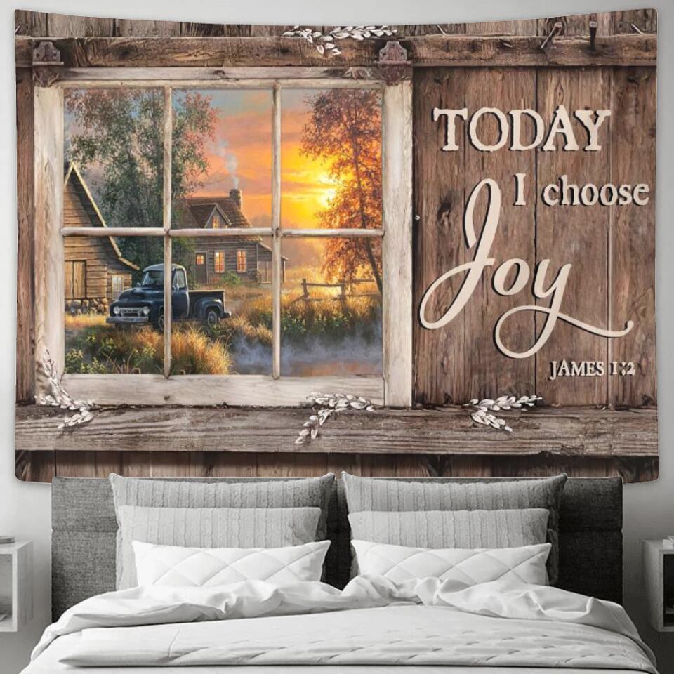 Today I Choose Joy - James 1:2 - Jesus Christ Tapestry Wall Art - Tapestry Wall Hanging - Christian Wall Art - Ciaocustom