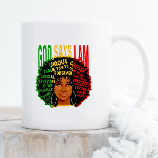 God Says I Am Mug - Christian Coffee Mugs - Bible Verse Mugs - Scripture Mugs - Religious Faith Gift - Gift For Christian - Ciaocustom