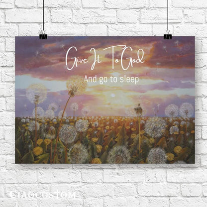 Give It To God And Go To Sleep Dandelion - Canvas Wall Art - Christian Canvas Prints - Faith Canvas - Bible Verse Canvas - Ciaocustom