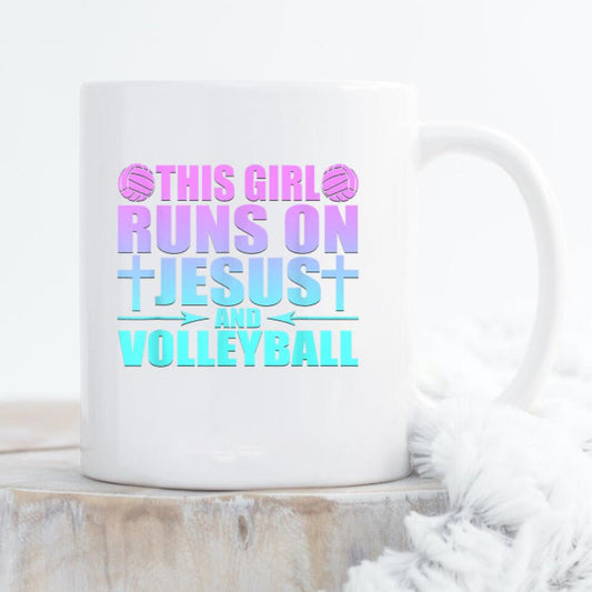 This Girl Runs On Jesus And Volleyball Mug - Christian Coffee Mugs - Bible Verse Mugs - Religious Faith Gift - Gift For Christian - Ciaocustom