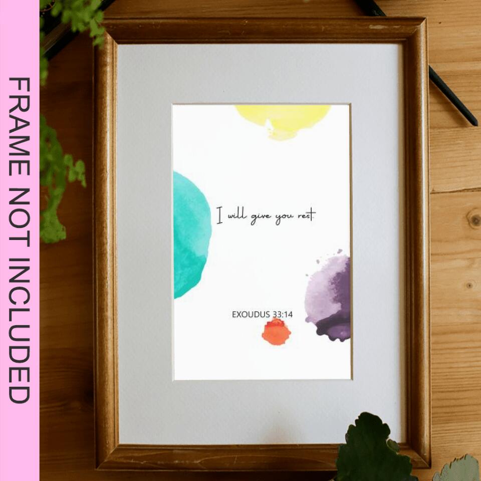 I Will Give You Rest Fine Art Print - Christian Wall Art Prints - Bible Verse Wall Art - Best Prints For Home - Gift For Christian - Ciaocustom