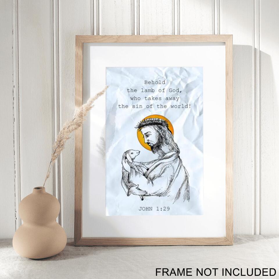 Behold The Lamb Of God Fine Art Print - Christian Wall Art Prints - Bible Verse Wall Art - Best Prints For Home - Ciaocustom