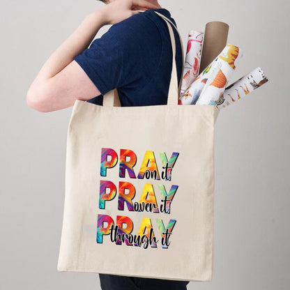 Pray On It Canvas Tote Bags - Christian Tote Bags - Printed Canvas Tote Bags - Cute Tote Bags - Religious Tote Bags - Gift For Christian - Ciaocustom