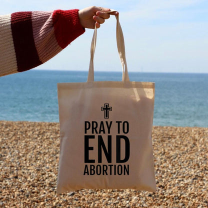Pray To End Abortion Canvas Tote Bags - Christian Tote Bags - Printed Canvas Tote Bags - Cute Tote Bags - Gift For Christian - Ciaocustom
