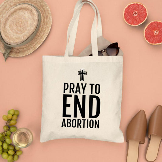 Pray To End Abortion Canvas Tote Bags - Christian Tote Bags - Printed Canvas Tote Bags - Cute Tote Bags - Gift For Christian - Ciaocustom