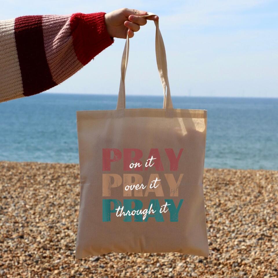 Pray On It Canvas Tote Bags - Christian Tote Bags - Printed Canvas Tote Bags - Cute Bags - Religious Tote Bags - Bible Verse Tote Bags- Ciaocustom