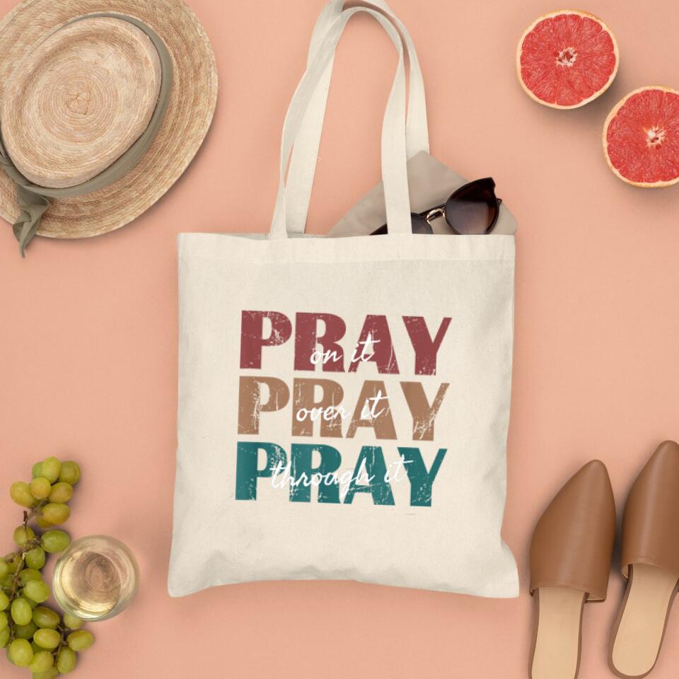 Pray On It Canvas Tote Bags - Christian Tote Bags - Printed Canvas Tote Bags - Cute Bags - Religious Tote Bags - Bible Verse Tote Bags- Ciaocustom