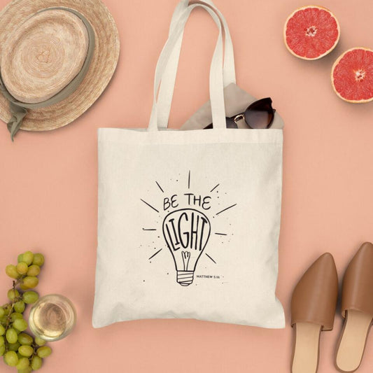 Be the Light Canvas Tote Bags - Christian Tote Bags - Printed Canvas Tote Bags - Cute Tote Bags - Religious Tote Bags - Gift For Christian - Ciaocustom