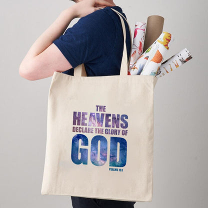 The Heavens Declare The Glory Of God Canvas Tote Bags - Christian Tote Bags - Printed Canvas Tote Bags - Religious Tote Bags - Ciaocustom
