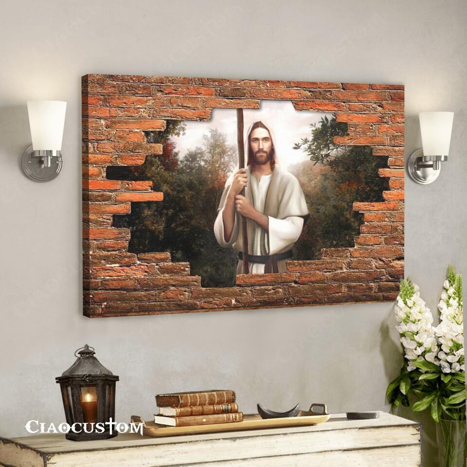 Lord Jesus With Stick - Jesus Pictures - Jesus Canvas Poster - Jesus Wall Art - Christ Pictures - Faith Canvas - Gift For Christian - Ciaocustom