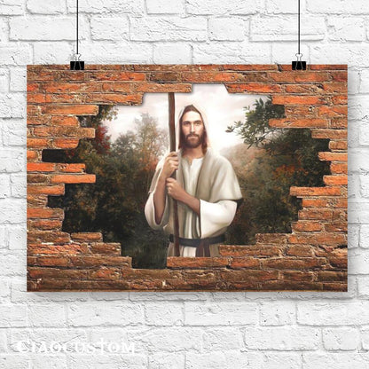 Lord Jesus With Stick - Jesus Pictures - Jesus Canvas Poster - Jesus Wall Art - Christ Pictures - Faith Canvas - Gift For Christian - Ciaocustom