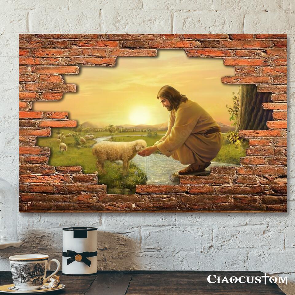 Jesus & Lamb - Jesus Pictures - Jesus Canvas Poster - Jesus Wall Art - Christian Canvas Prints - Faith Canvas - Gift For Christian - Ciaocustom