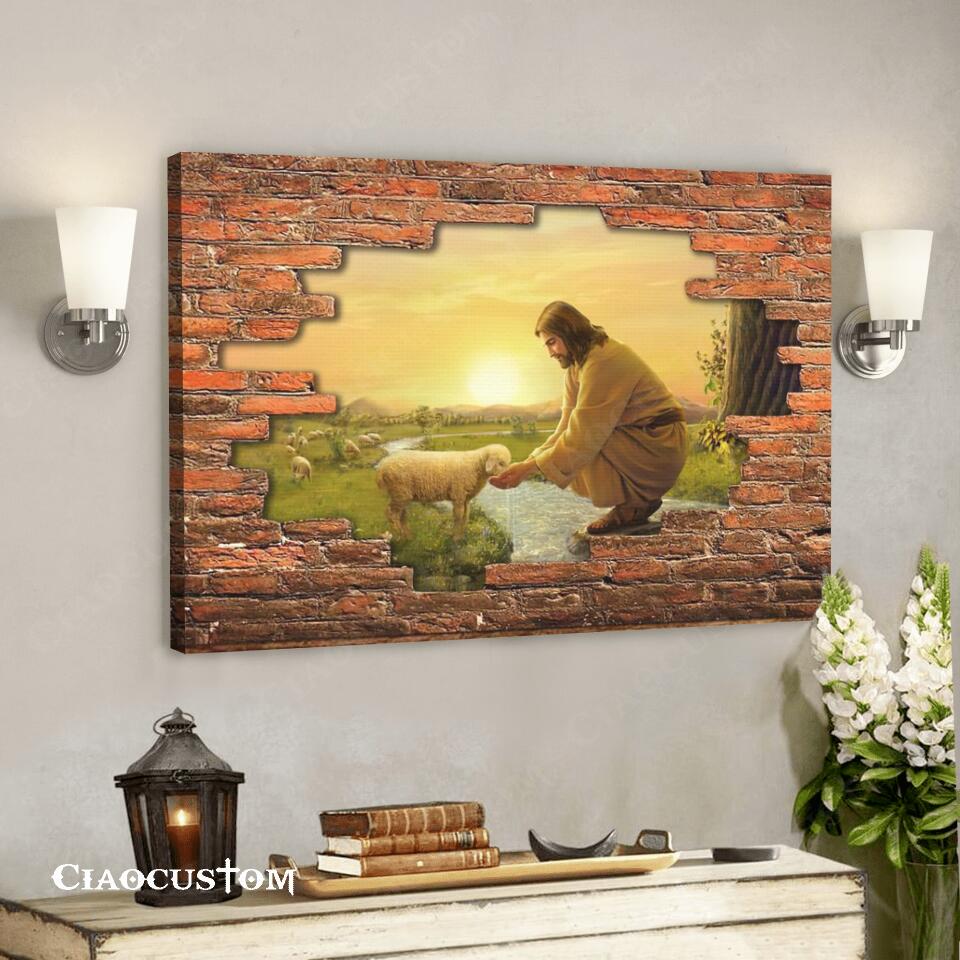 Jesus & Lamb - Jesus Pictures - Jesus Canvas Poster - Jesus Wall Art - Christian Canvas Prints - Faith Canvas - Gift For Christian - Ciaocustom