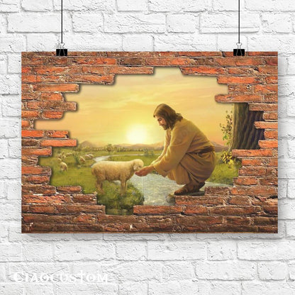 Jesus & Lamb - Jesus Pictures - Jesus Canvas Poster - Jesus Wall Art - Christian Canvas Prints - Faith Canvas - Gift For Christian - Ciaocustom