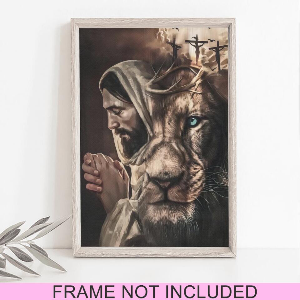 The Lion And Jesus Wall Art - Christian Wall Art Prints - Bible Verse Wall Art - Best Prints For Home - Gift For Christian - Ciaocustom